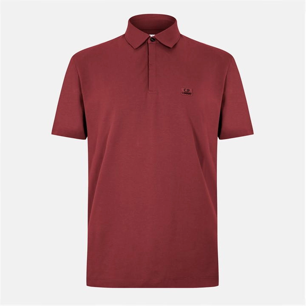 CP Company Short Sleeve Logo Patch Polo Shirt - Red